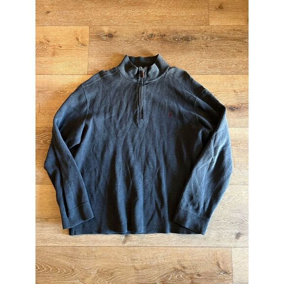 Polo Ralph Lauren Other - Y2K Polo Ralph Lauren Mens Gray 1/4 Zip Mock Neck Ribbed Sweater Size Large